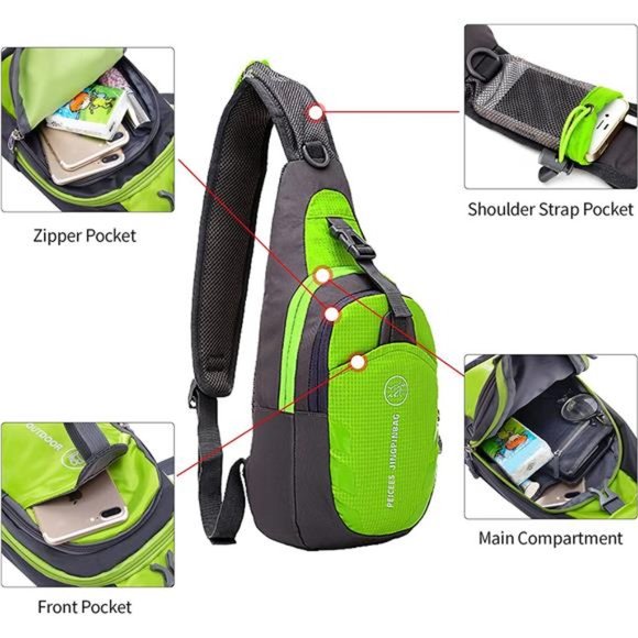 Peicees Water Resistant Sling Bag Crossbody Chest Pack One shoulder Backpack - Picture 3 of 7